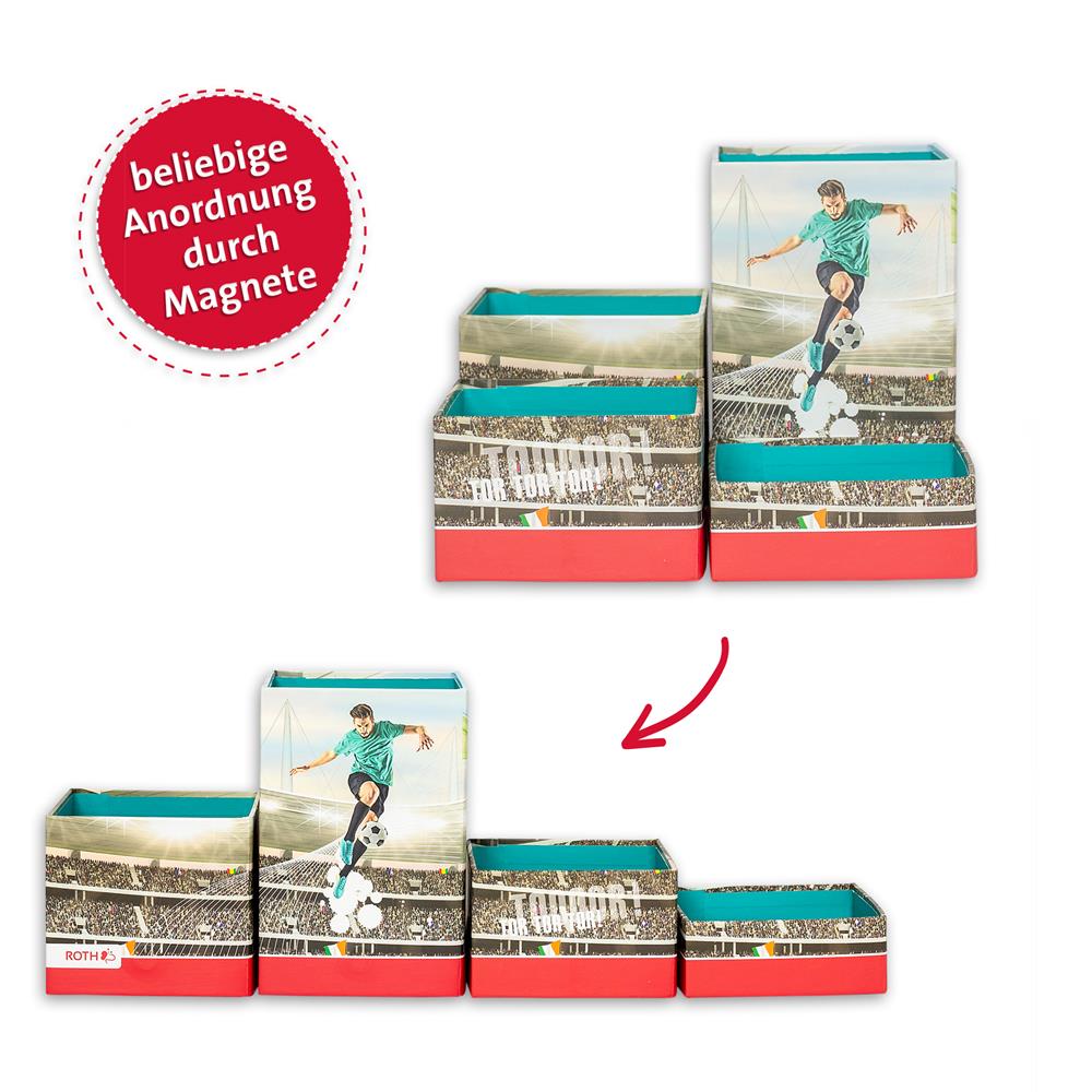 Roth Stifteköcher Set, Fußballstar, Stiftehalter mit 4 faltbaren Boxen aus Pappe