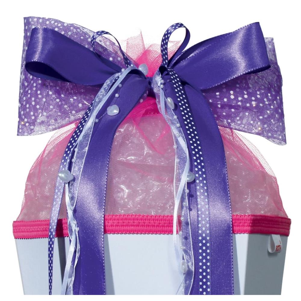 Roth LED-Schultütenschleife "Shining Dots" (Lila) fix und fertig gebunden