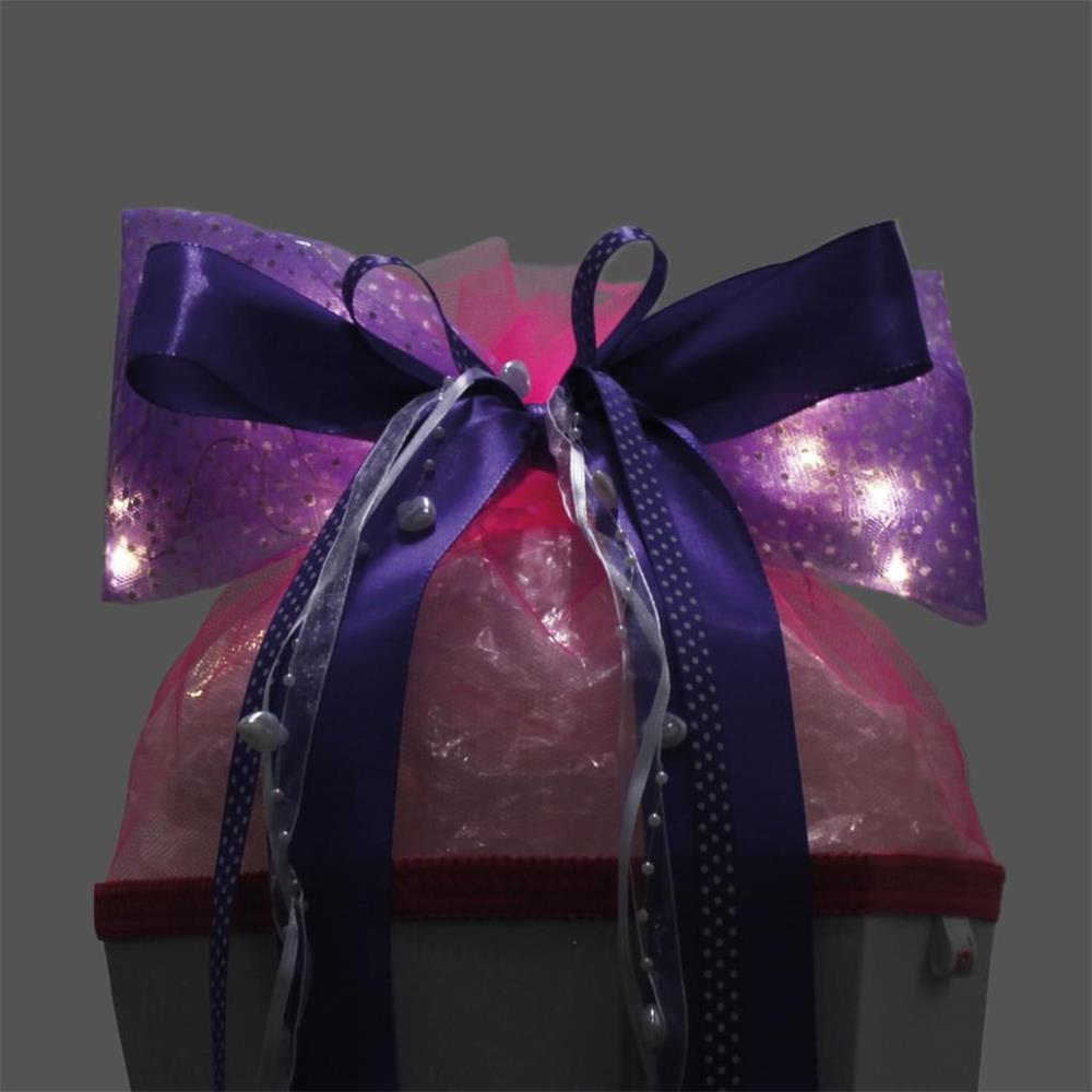 Roth LED-Schultütenschleife "Shining Dots" (Lila) fix und fertig gebunden