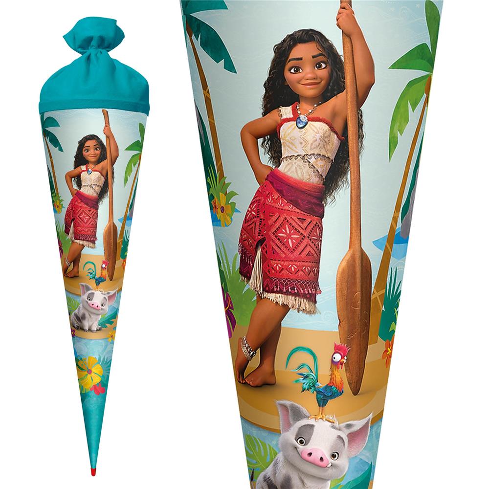 Roth Schultüte Disney Vaiana, 70cm, rund, Rot(h)-Spitze, Filzverschluss
