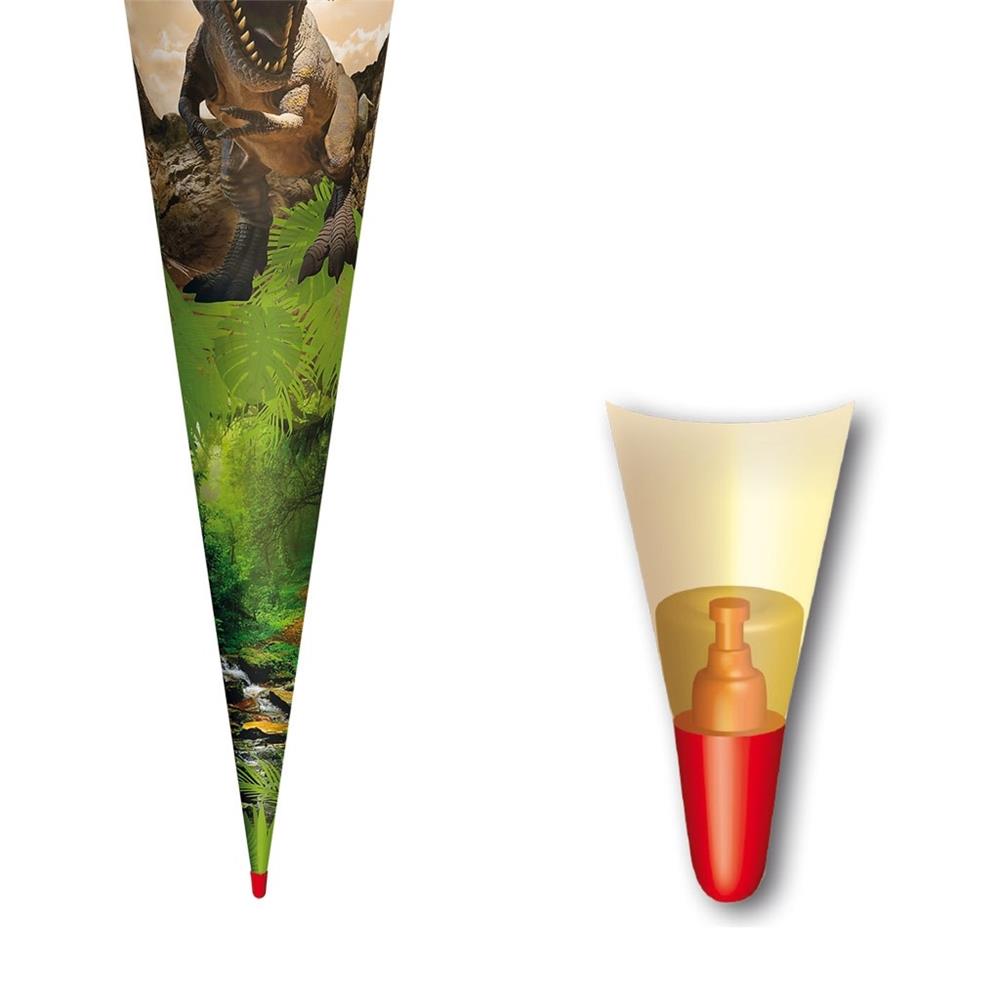 Roth Schultüte Dinosaurier Tyrannosaurus, 70cm, rund, Rot(h)-Spitze, Filzverschluss