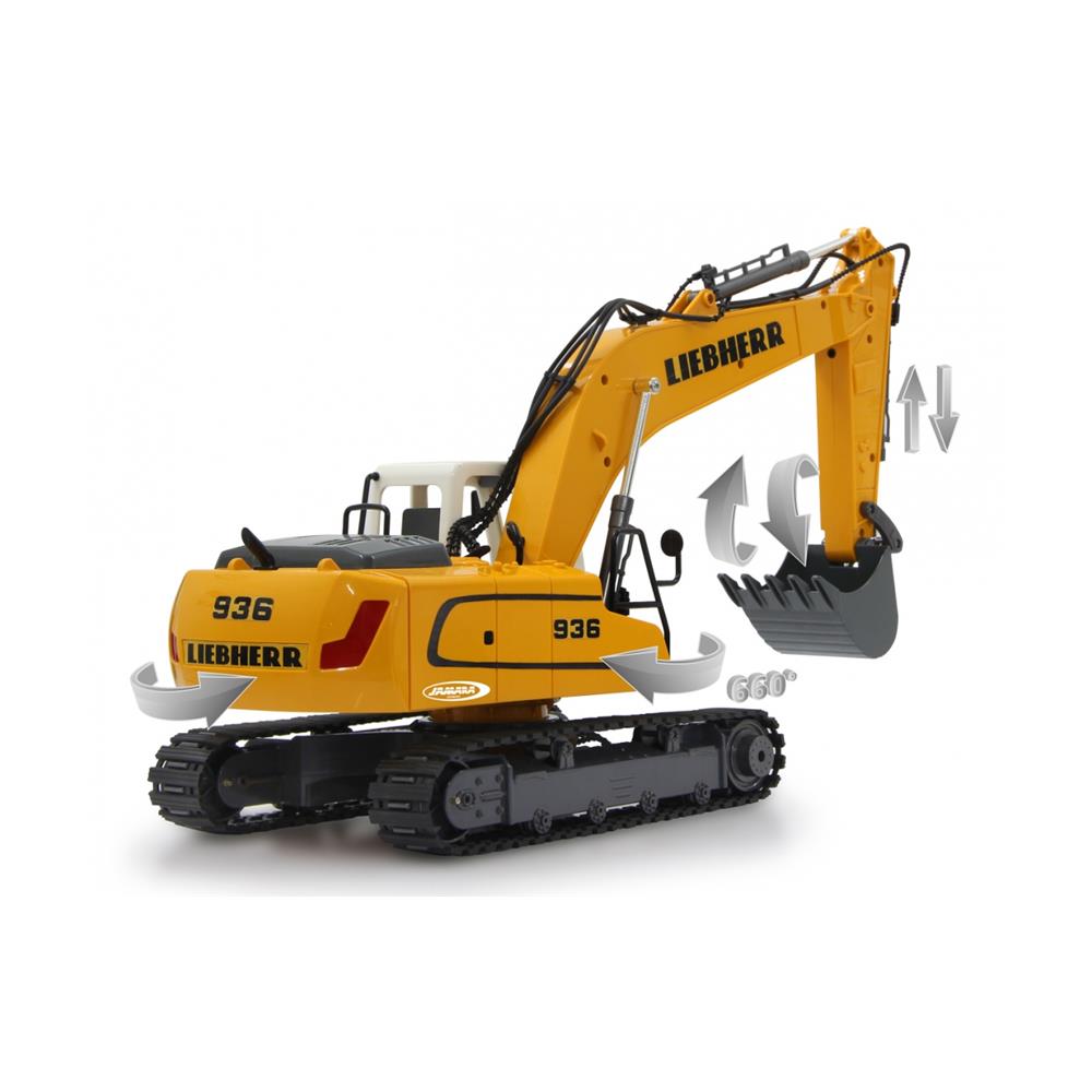 Jamara RC Bagger Liebherr R936, 1:20, 2,4GHz, ferngesteuertes Baufahrzeug mit Sound