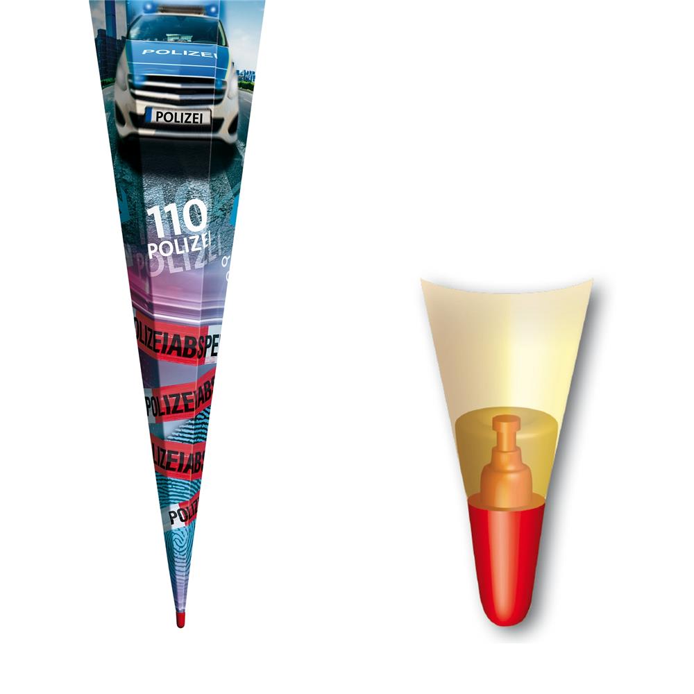 Roth Extra große XXL Schultüte Polizei 110, 100cm, eckig, Rot(h)-Spitze, Tüllverschluss