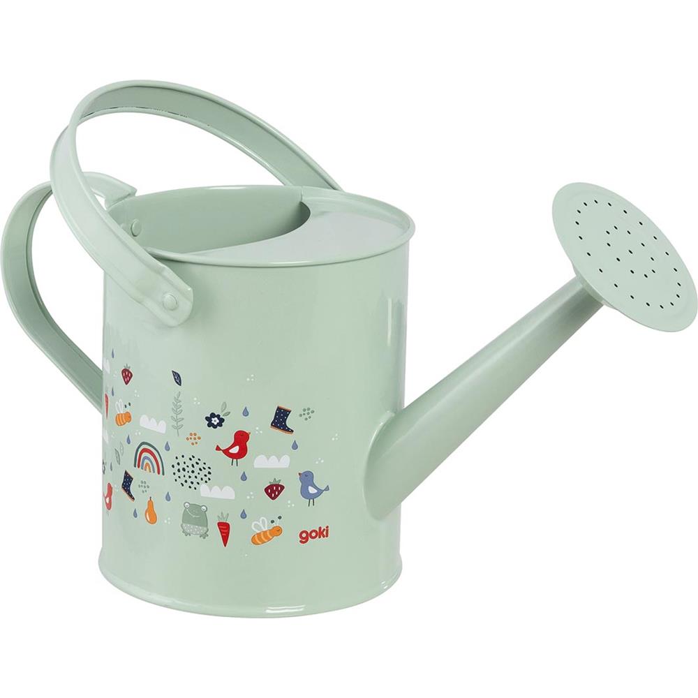 Goki Kinder-Gießkanne „Frühling“ – Robuste Metallgießkanne mit niedlichem Motiv