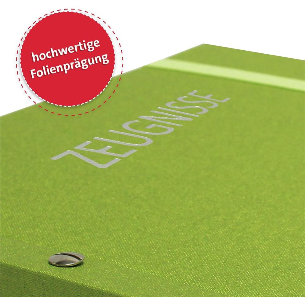 Roth Zeugnismappe Metallium Grün, mit 12 A4 Klarsichthüllen, im Buchleineinband