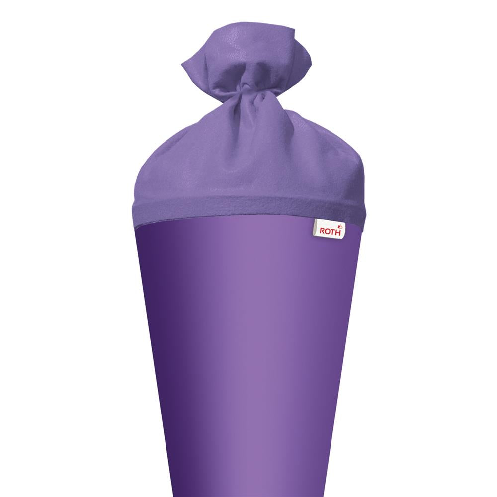 Roth Schultüte-Rohling/Basteltüte, lila, 70cm, rund, Rot(h)-Spitze, mit Filzverschluss