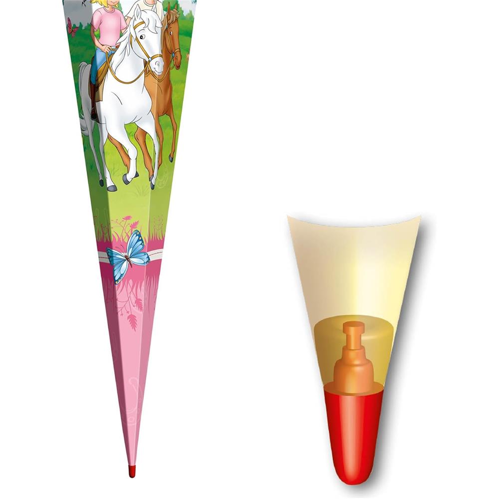 Roth Schultüte Bibi und Tina - Pferdefreunde, 85cm, eckig, Rot(h)-Spitze, Tüllverschluss