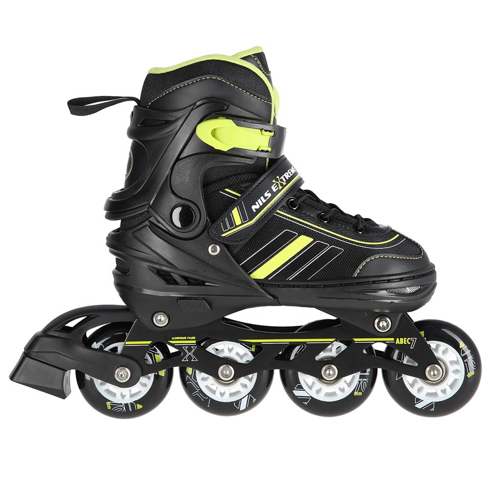 NILS EXTREME NH18191 2in1 Inliner Schlittschuhe Kinder Gr. 34-38, Schwarz-Limettengrün, verstellbar
