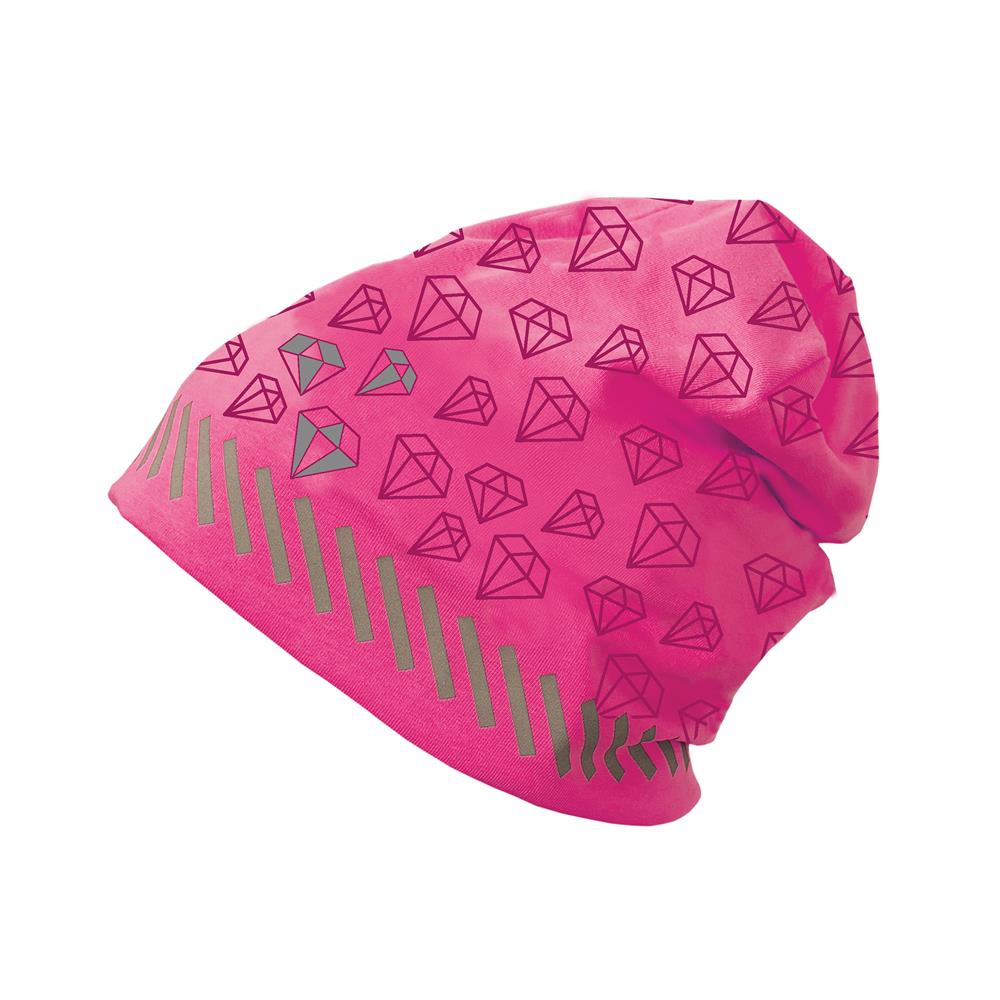 Roth ReflActions Jersey-Beanie Diamant, Pink, 5-8 Jahre, 50-54cm, mit reflektierendem Details
