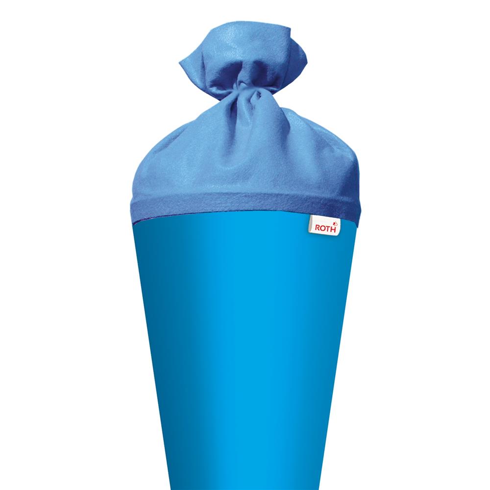 Roth Schultüte-Rohling/Basteltüte, pazifikblau, 70cm, rund, Rot(h)-Spitze, mit Filzverschluss