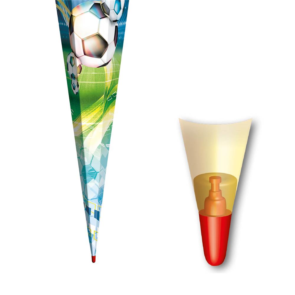 Roth Extra große XXL Schultüte Fußball, 100cm, eckig, Rot(h)-Spitze, Tüllverschluss