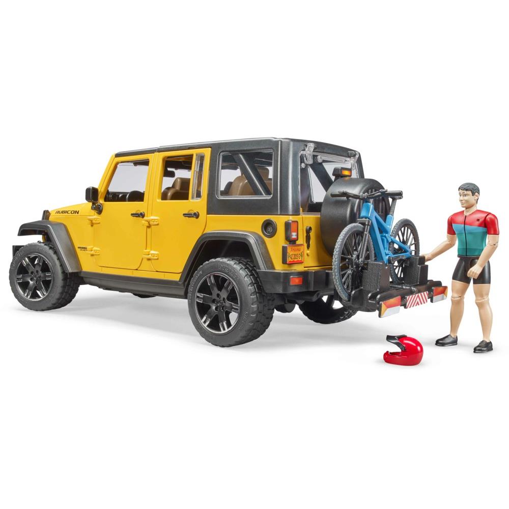 Bruder 02543 - Jeep Wrangler Rubicon Unlimited mit Mountainbike und Radfahrer