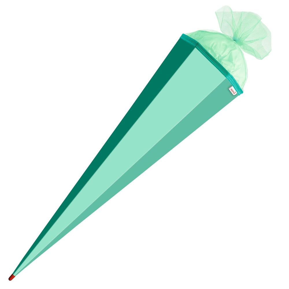 Roth Schultüte-Rohling/Basteltüte, mint, 85cm, eckig, Rot(h)-Spitze, mit Tüllverschluss
