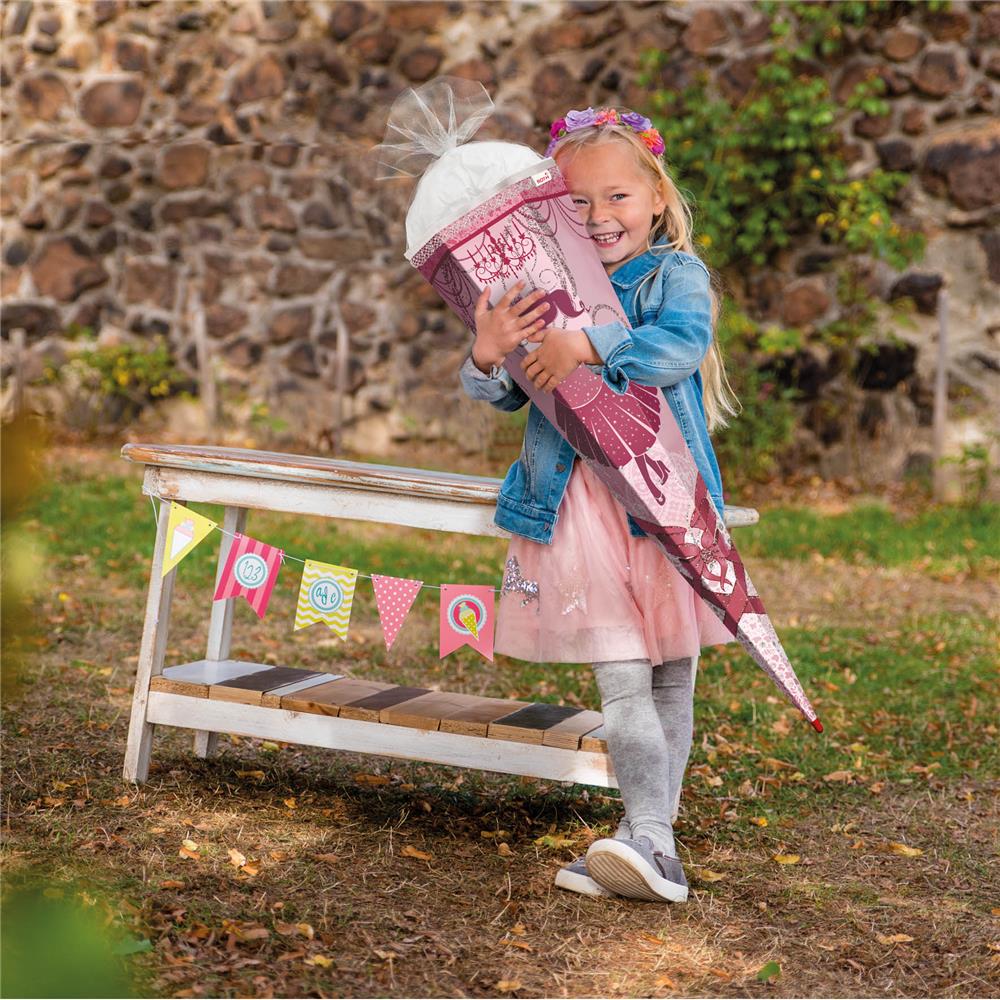 Roth Schultüte Ballerina, 85cm, eckig, Rot(h)-Spitze, Tüllverschluss, Glitter, Glitzerborte