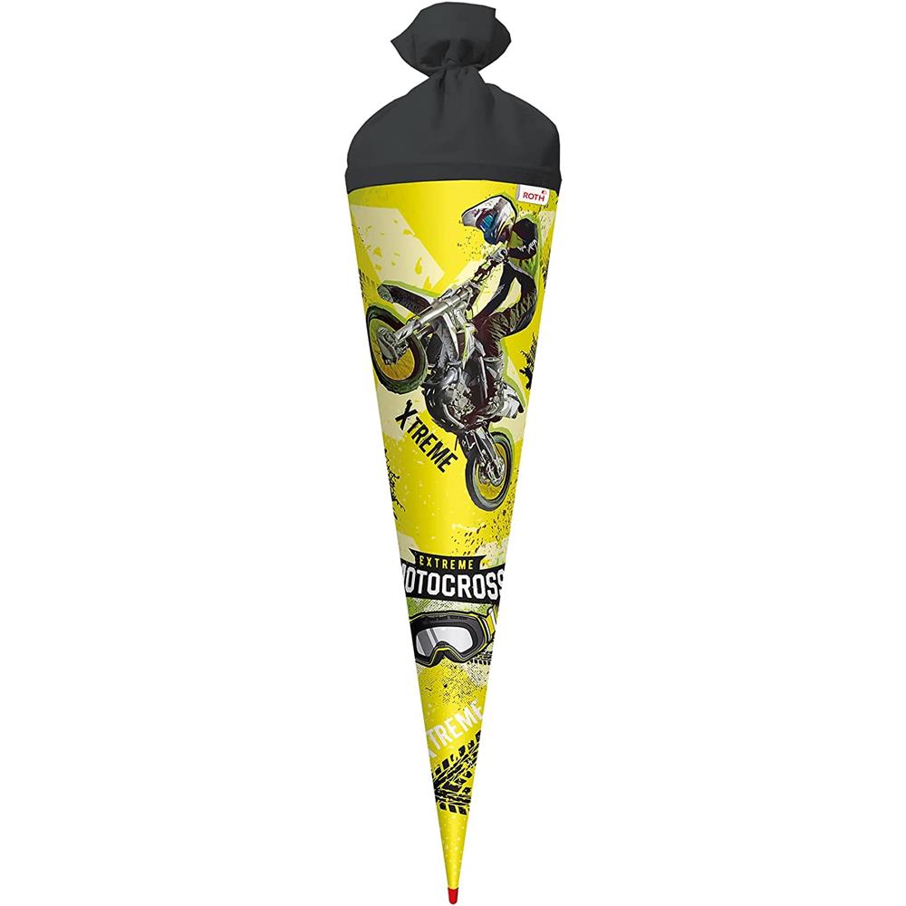 Roth Schultüte Extreme Motocross, 70cm, rund, Rot(h)-Spitze, Filzverschluss