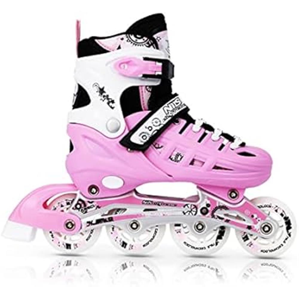 NILS EXTREME NH10905 4in1 Inliner Schlittschuhe Rollschuhe Gr. 31-34, Rosa, verstellbar