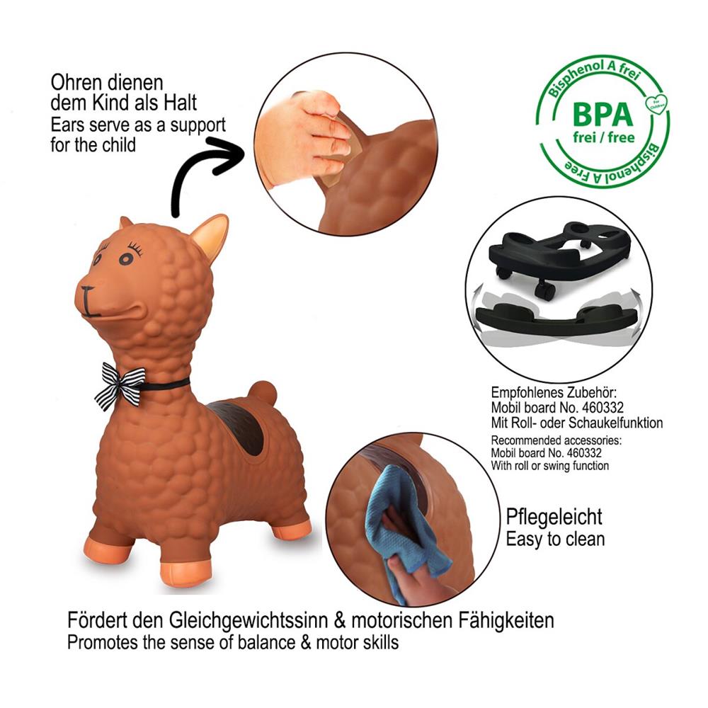 Jamara Hüpftier Lama, braun, Hüpfspielzeug mit Luftpumpe