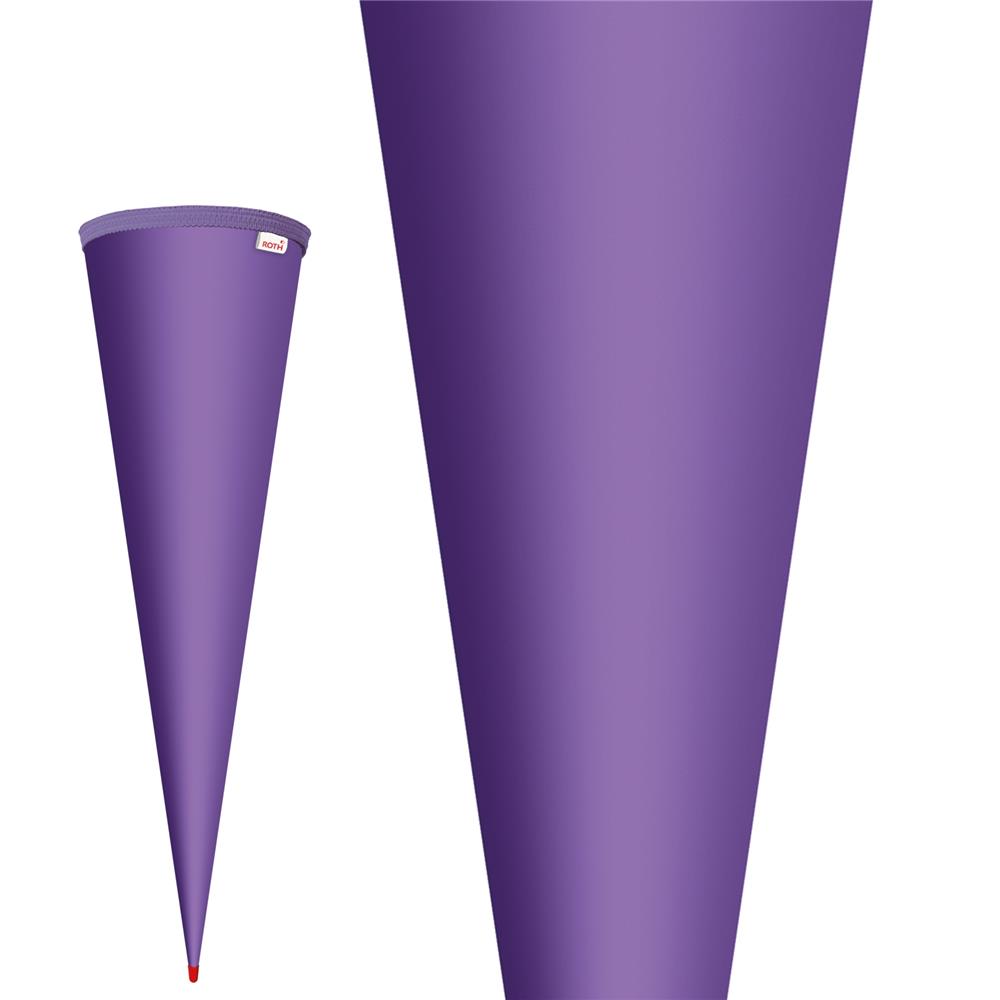 Roth Schultüte-Rohling/Basteltüte, lila, 70cm, rund, Rot(h)-Spitze, ohne Verschluss