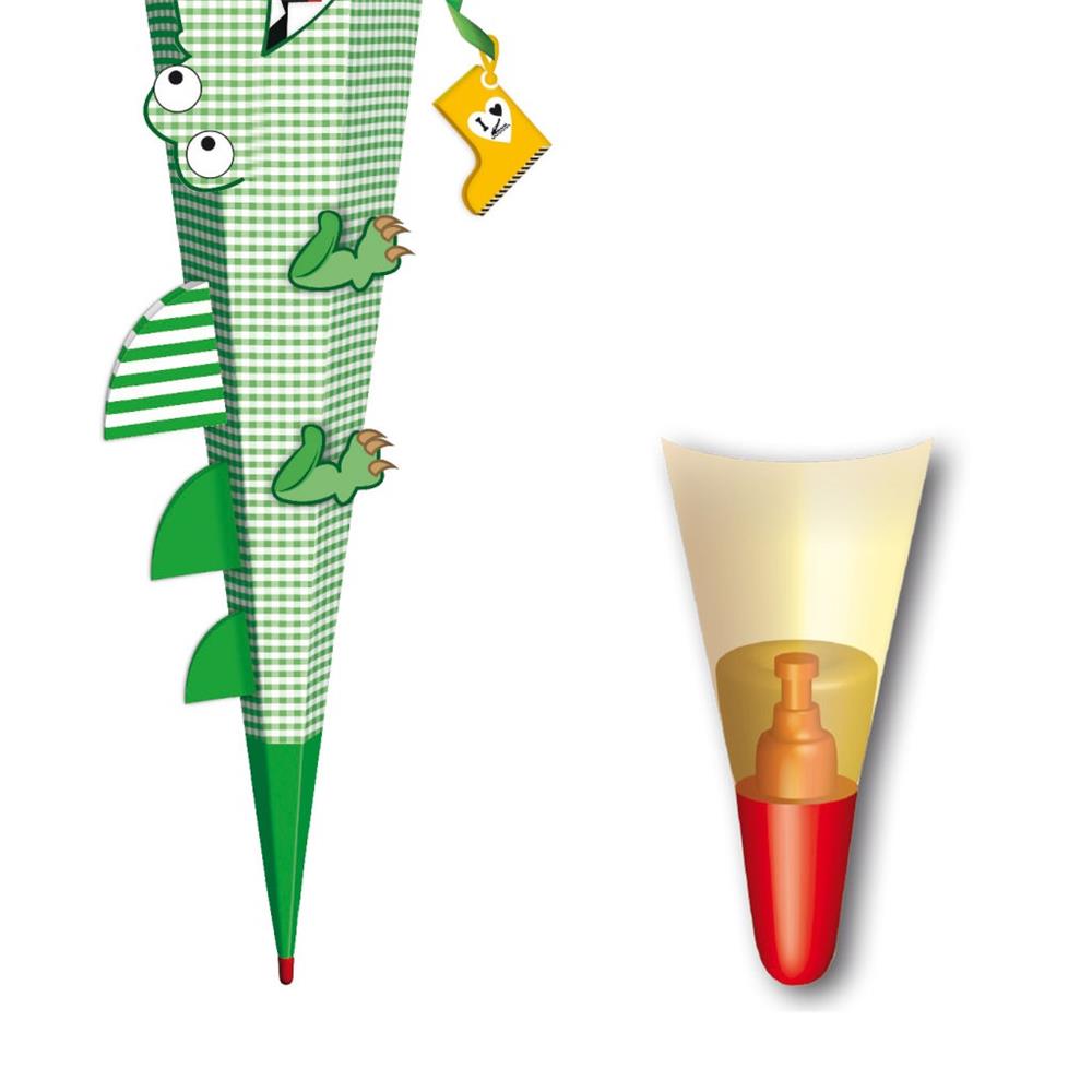 Roth Schultüte-Bastelset, Krokodil vom Nil, 80cm, eckig, Rot(h)-Spitze, Filzverschluss