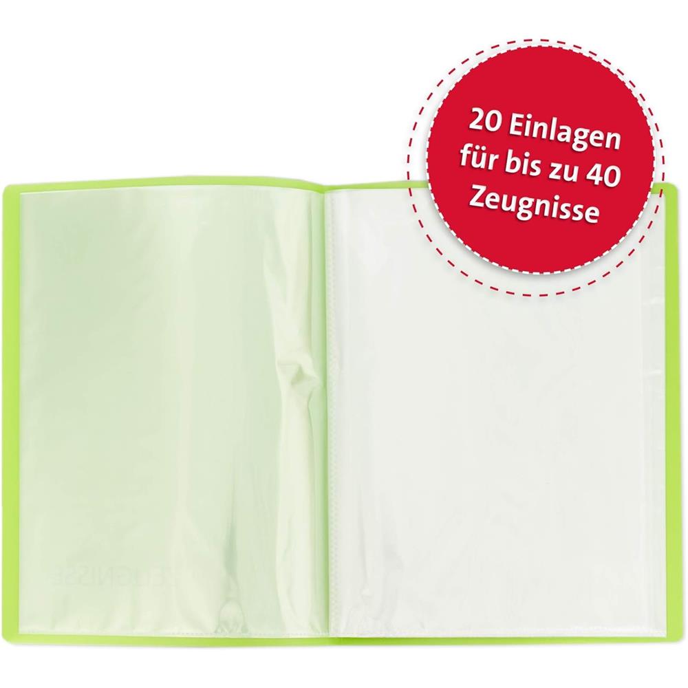 Roth Zeugnismappe Basic Grün, mit 20 A4 Klarsichthüllen