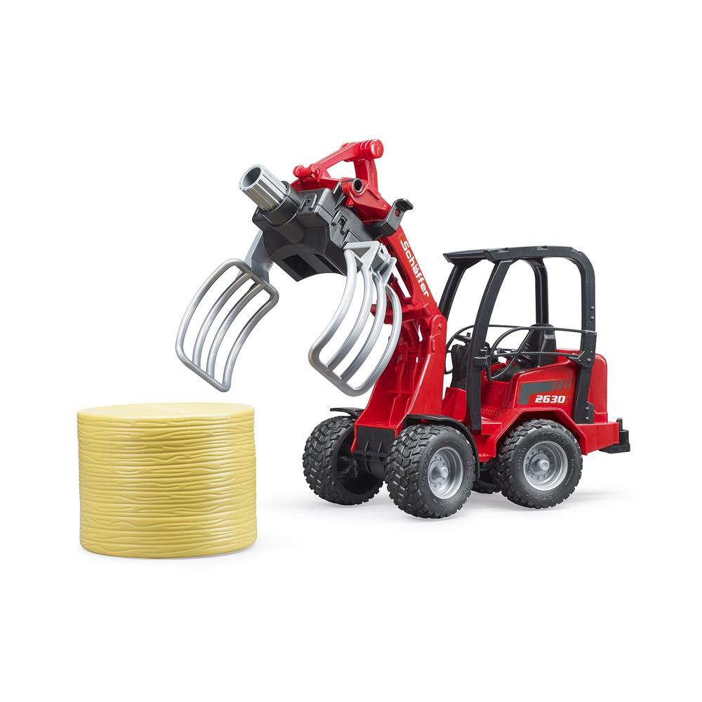 Bruder 02192 - Schäffer Hoflader 2630 mit Ballengreifzange und 1 Rundballen