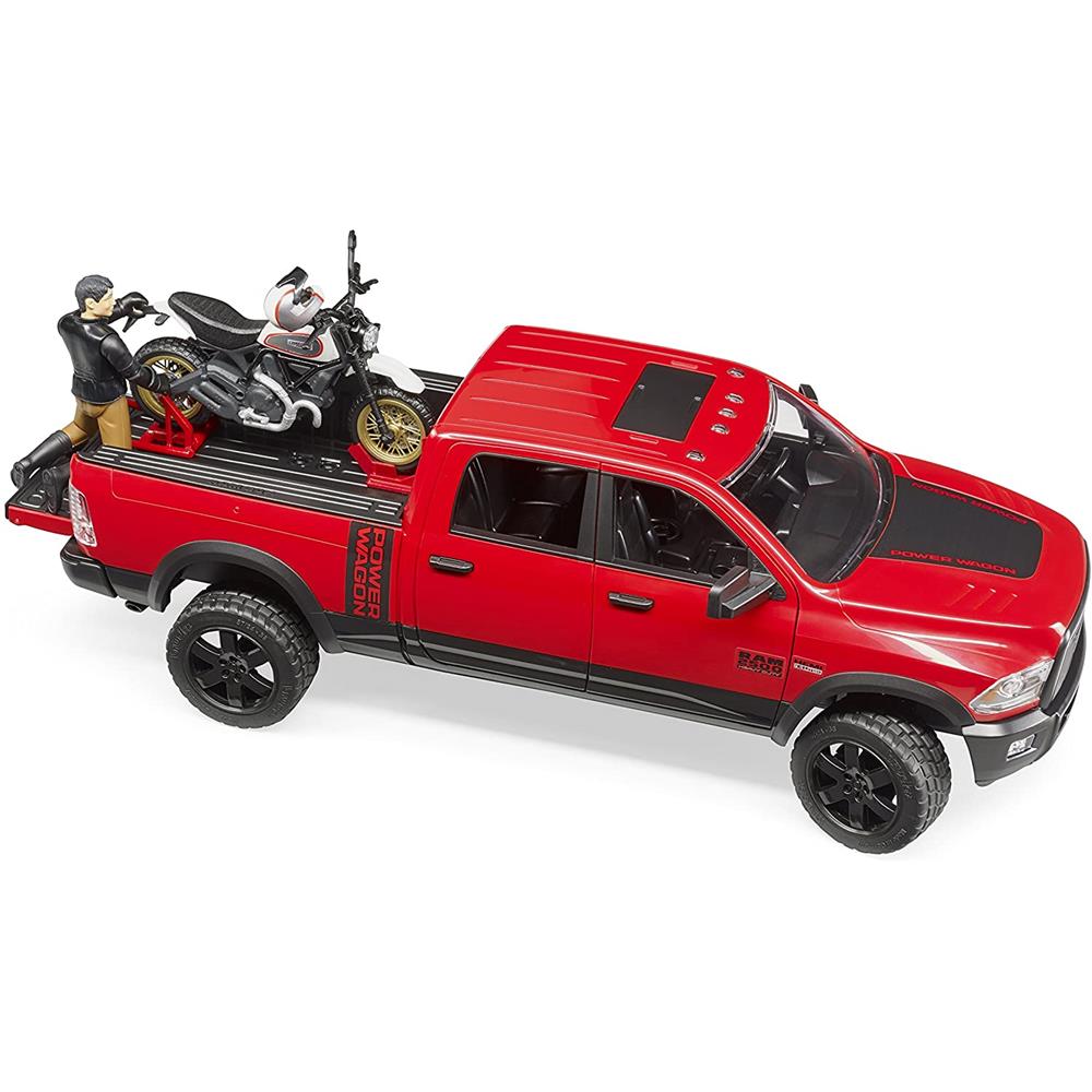 Bruder 02502 - RAM 2500 Power Wagon mit Scrambler Ducati Desert Sled u. Fahrer