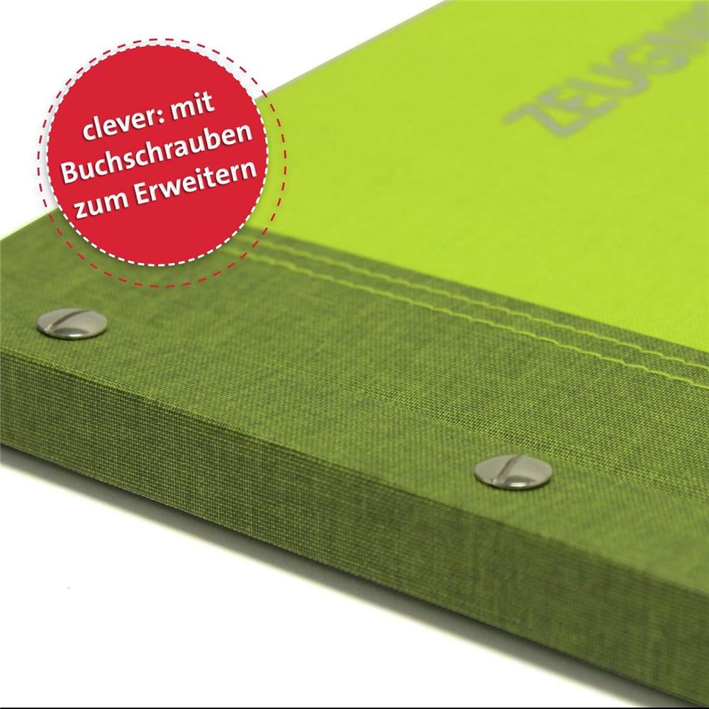 Roth Zeugnismappe Bicolor Olive-Green, mit 12 A4 Klarsichthüllen, im Buchleineinband