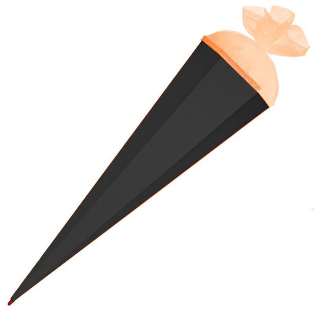 Roth Schultüte-Rohling/Basteltüte, schwarz, 85cm, eckig, Rot(h)-Spitze, mit Tüllverschluss (orange)