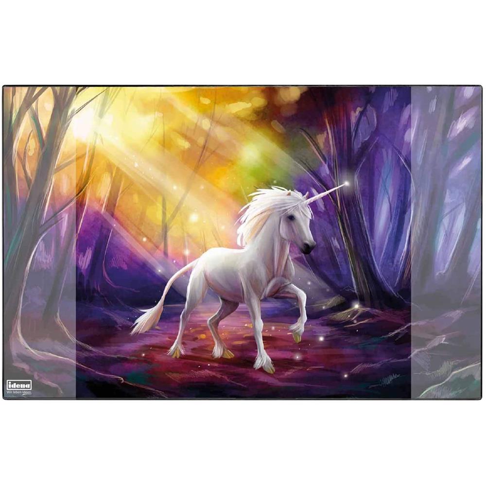 Idena Schreibtischunterlage mit zwei Einstecktaschen, Einhorn