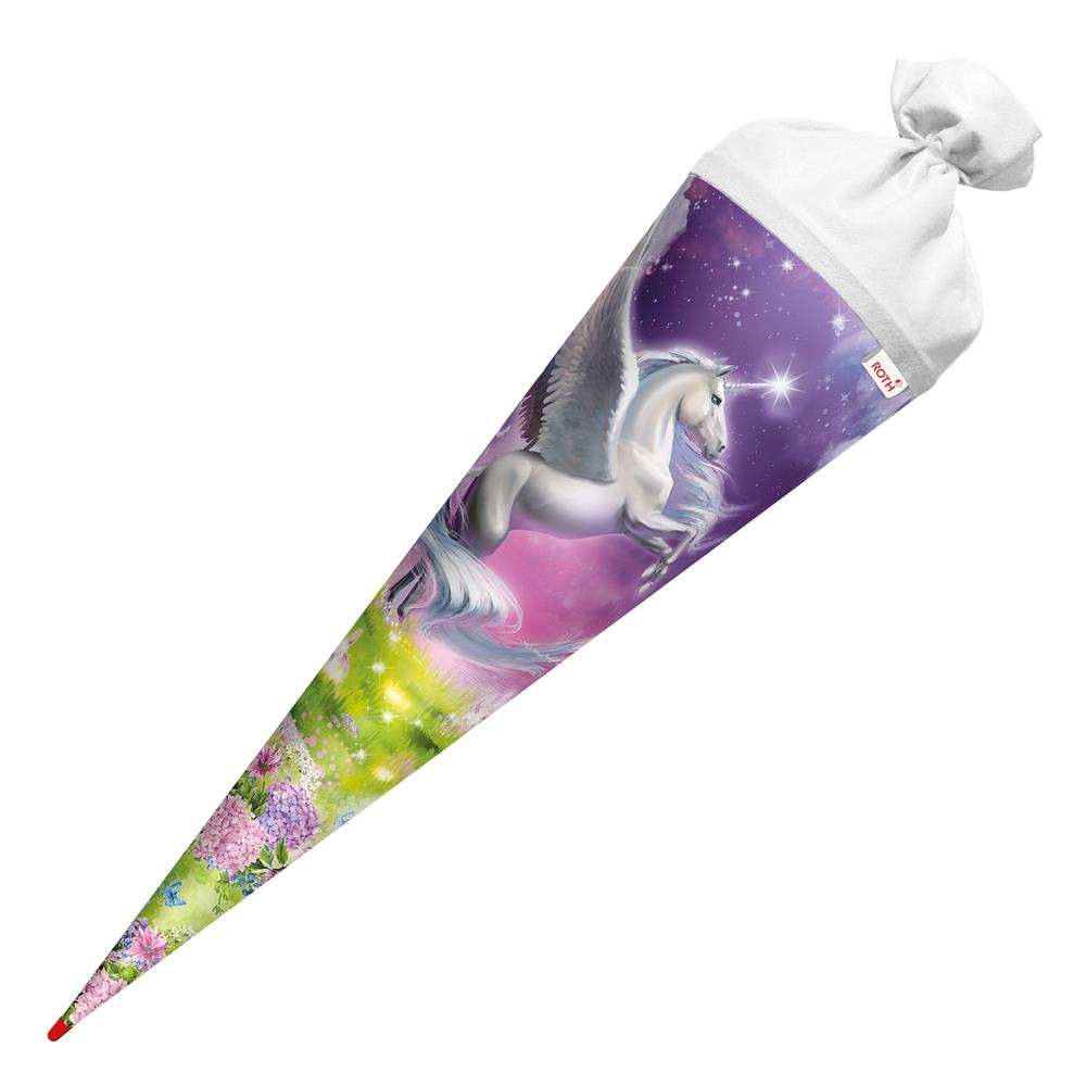 Roth Schultüte Magic Pegasus, 70cm, rund, Rot(h)-Spitze, Filzverschluss