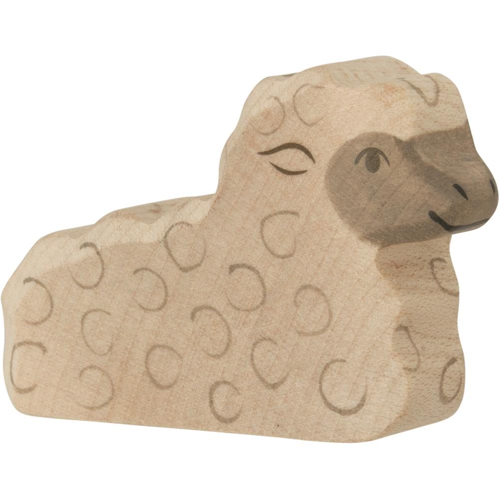 Holztiger Holzfigur - Lamm, liegend, Holzspielzeug, ab 3 Jahren