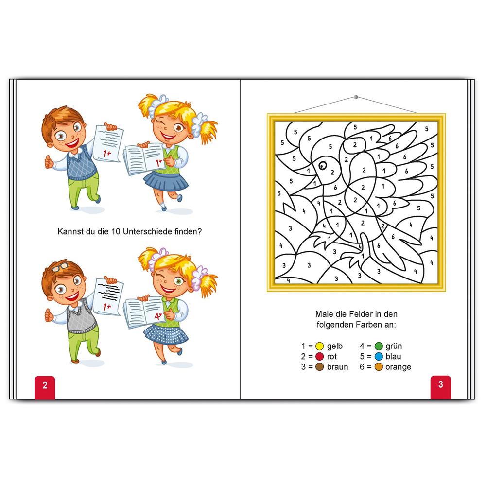 Roth Ausmalbuch und Buntstifte Einhornportrait, Mal-/Rätselbuch mit 12 zweifarbigen Buntstiften