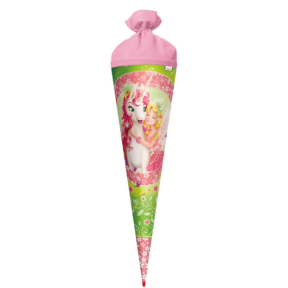 Roth Schultüte Einhornglück, 70cm, rund, Rot(h)-Spitze, Filzverschluss