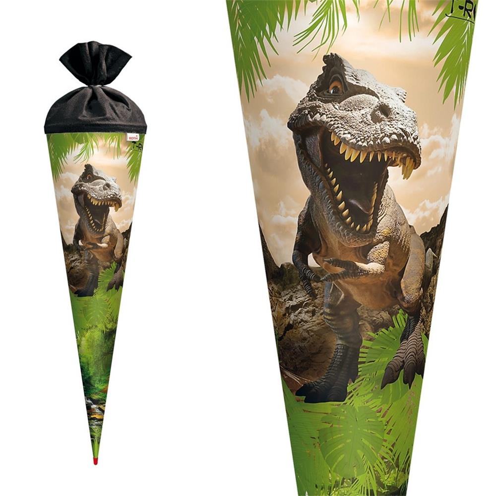 Roth Schultüte Dinosaurier Tyrannosaurus, 70cm, rund, Rot(h)-Spitze, Filzverschluss