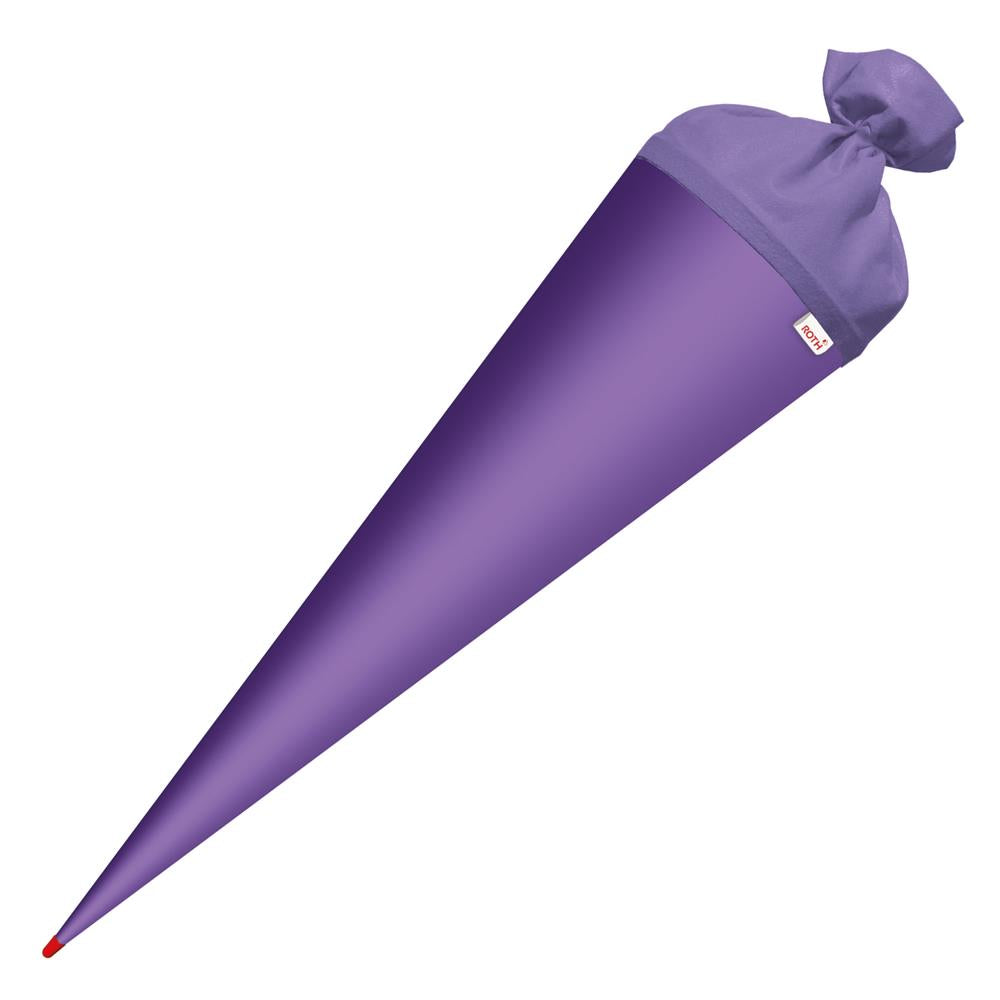 Roth Schultüte-Rohling/Basteltüte, lila, 70cm, rund, Rot(h)-Spitze, mit Filzverschluss