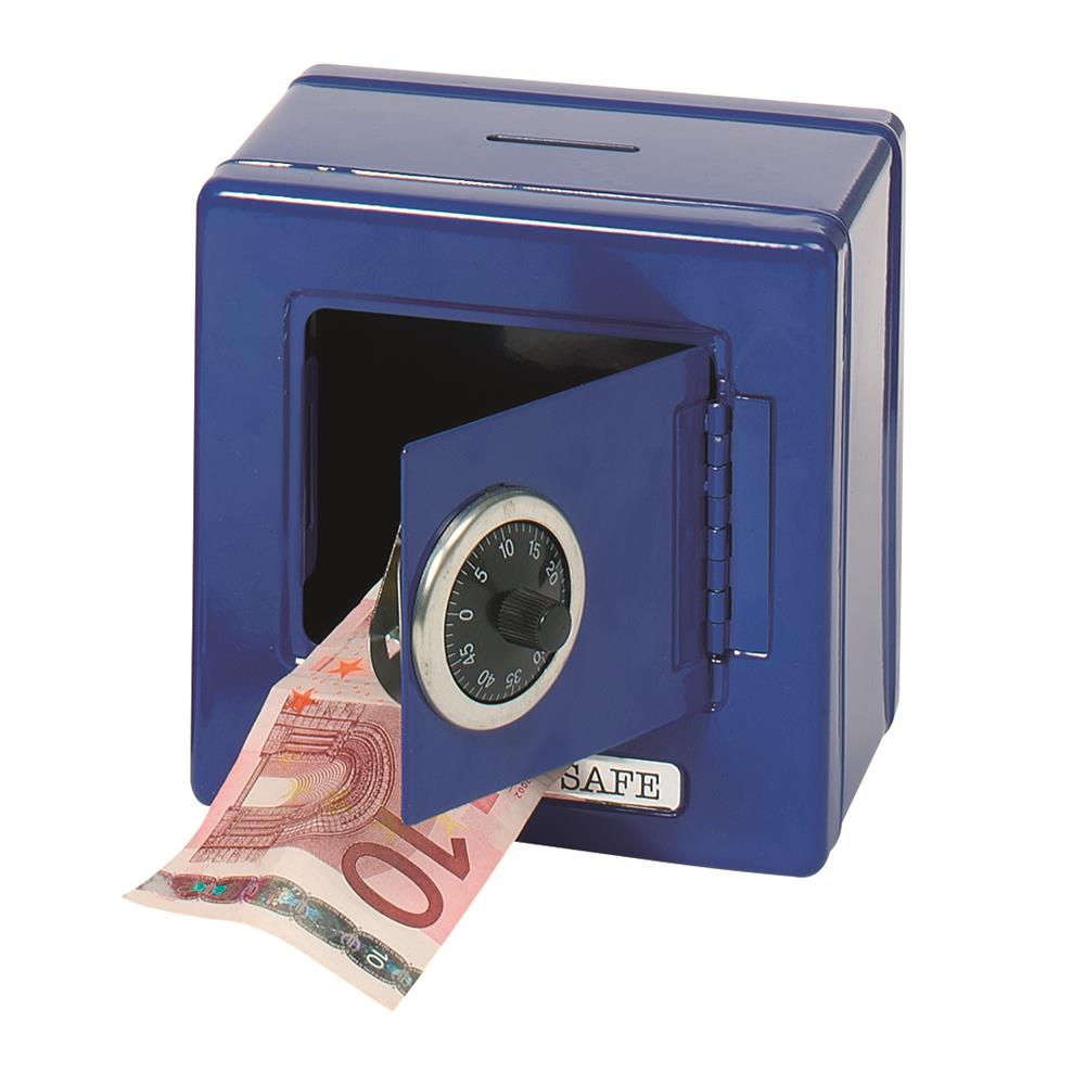 Goki Metalltresor als Spardose Blau mit Kombinationsschloss Safe Tresor