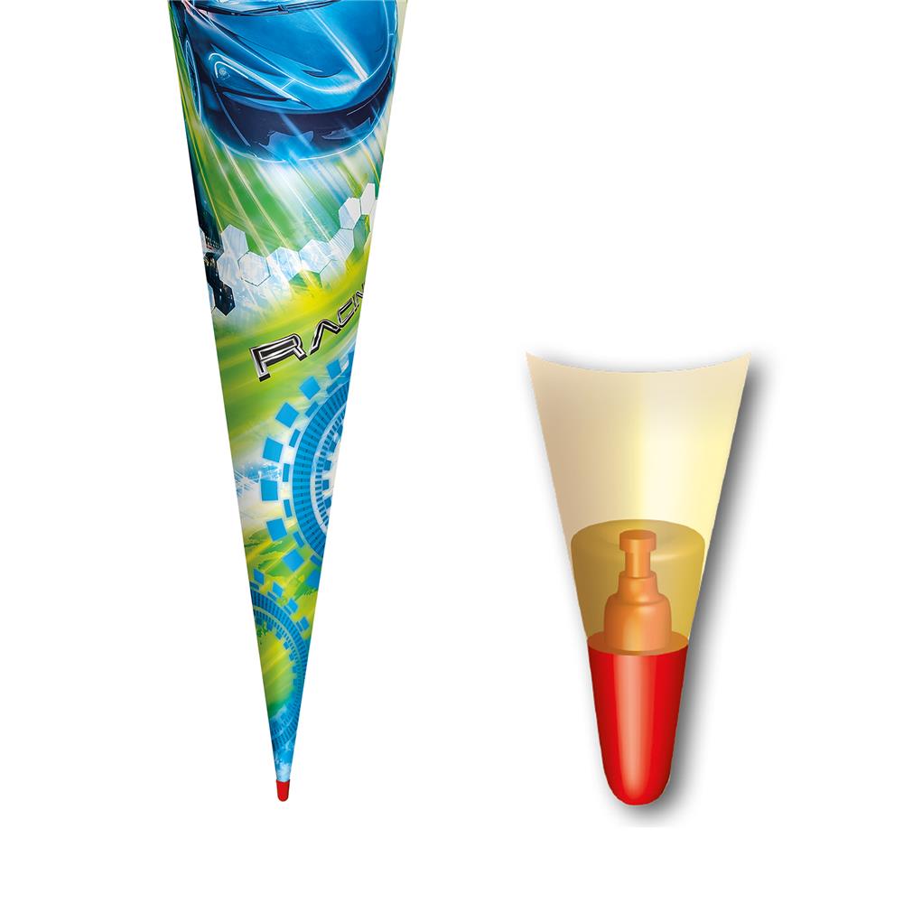 Roth Schultüte Racing, 70cm, rund, Rot(h)-Spitze, Filzverschluss