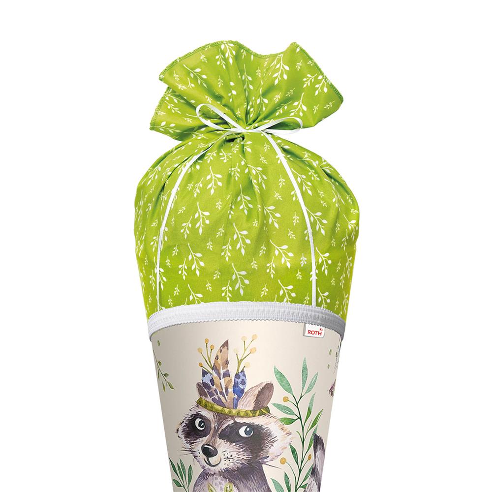 Roth Schultüte Lieblingsstück Willi Waschbär, 70cm, rund, Rot(h)-Spitze, mit Stoffverschluss