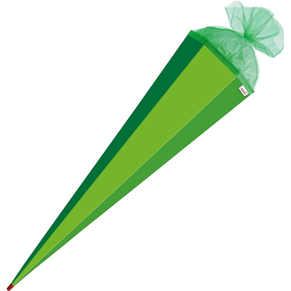 Roth Extra große XXL Schultüte-Rohling/Basteltüte, grün, 100cm, eckig, Rot(h)-Spitze, Tüllverschluss