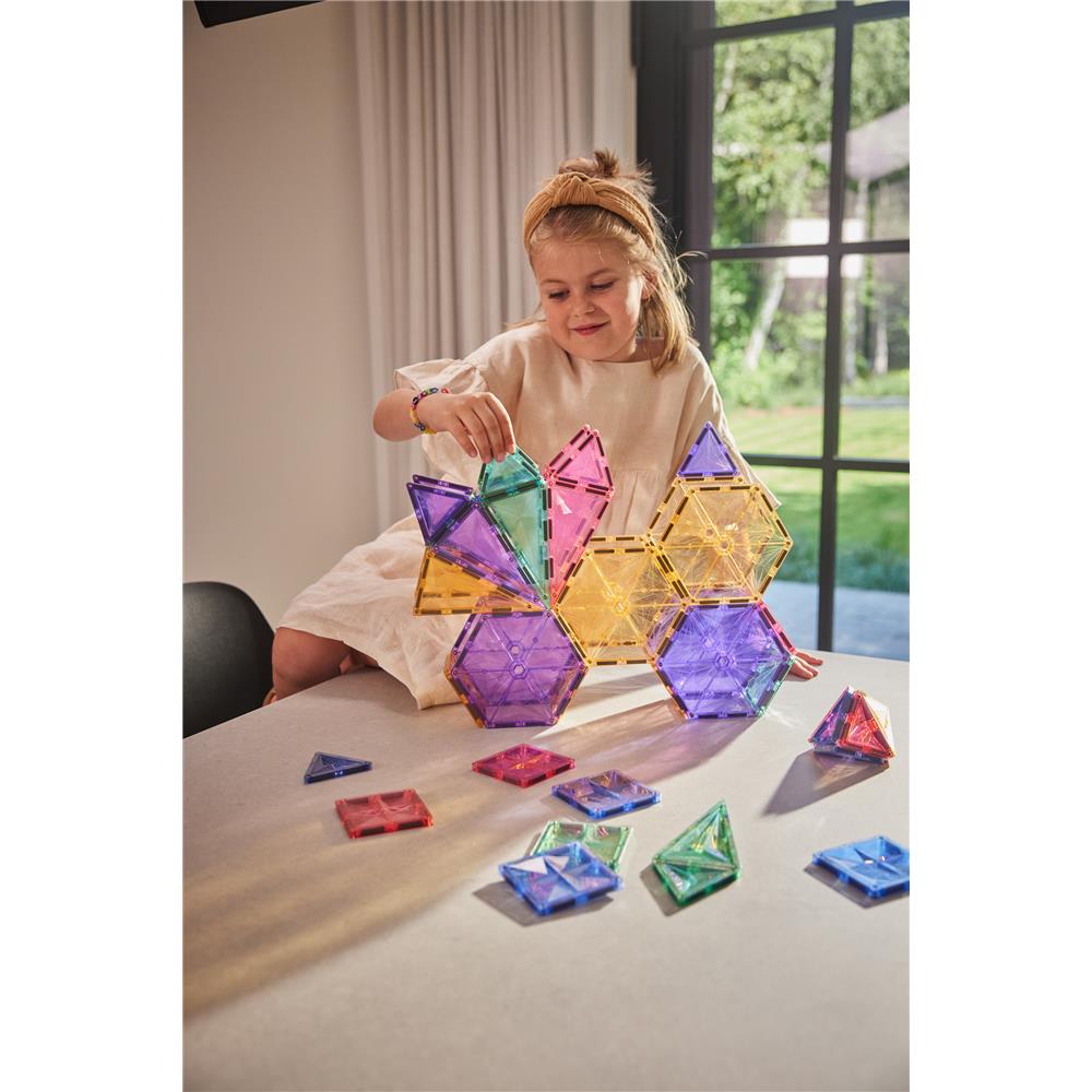 Cleverclixx Geometrie-Bausatz in Pastellfarben 45 Teile, geometrische Bausteine, Magnetspielzeug