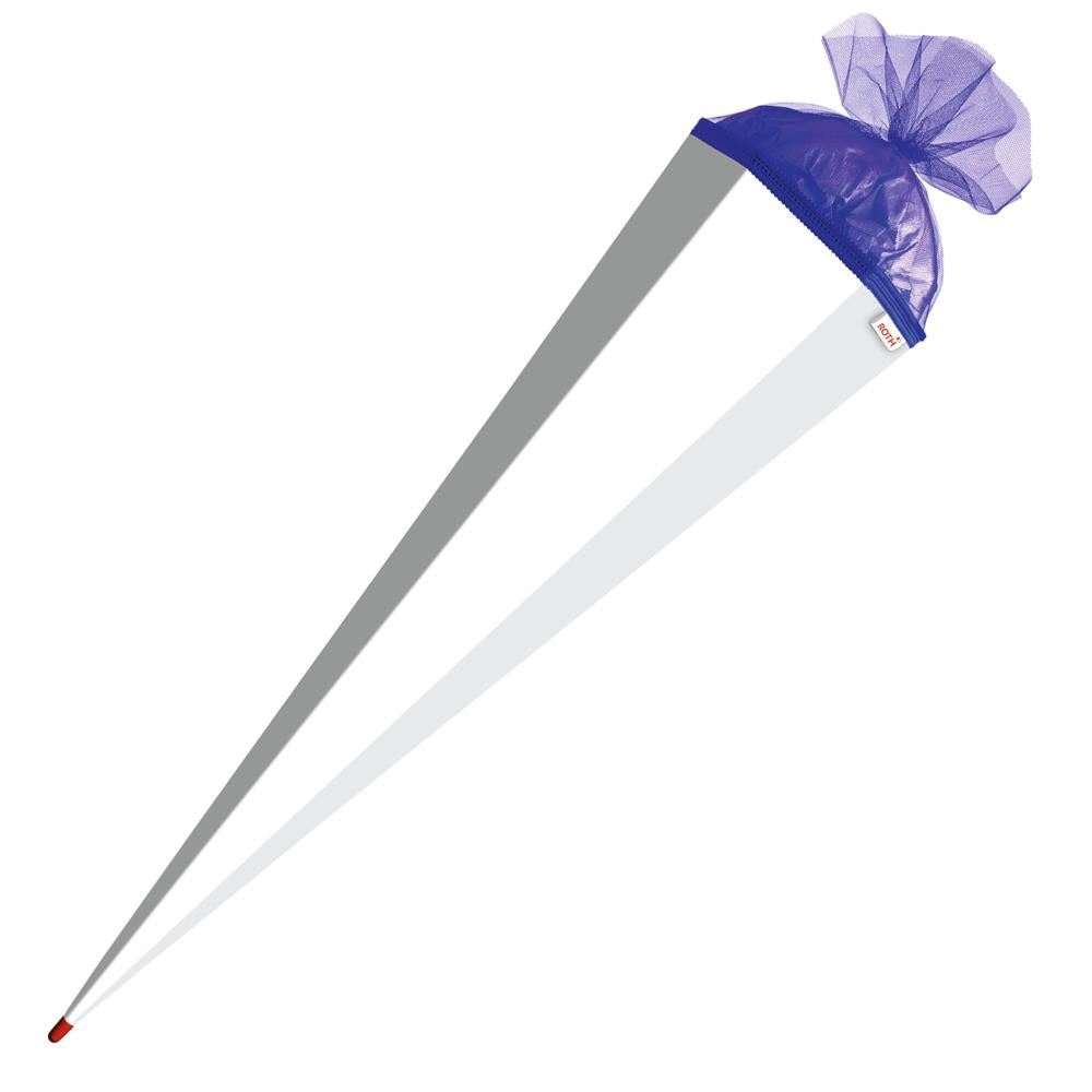 Roth Schultüte-Rohling/Basteltüte, weiß, 85cm, eckig, Rot(h)-Spitze, mit Tüllverschluss (blau)