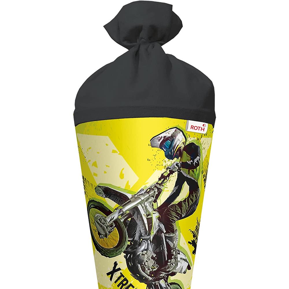 Roth Schultüte Extreme Motocross, 70cm, rund, Rot(h)-Spitze, Filzverschluss