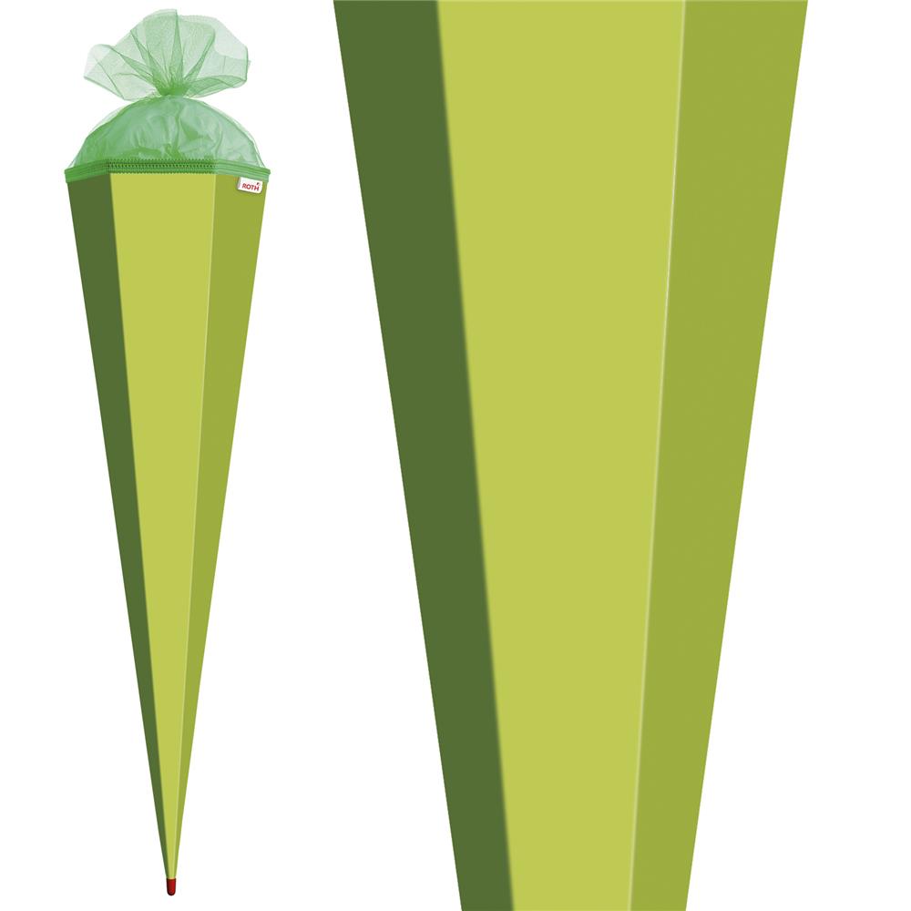 Roth Schultüte-Rohling/Basteltüte, maigrün, 85cm, eckig, Rot(h)-Spitze, mit Tüllverschluss