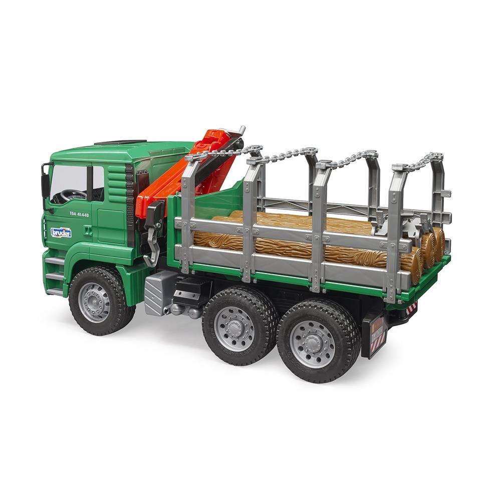 Bruder 02769 - MAN TGA Holztransport-LKW mit Ladekran und 3 Baumstämmen