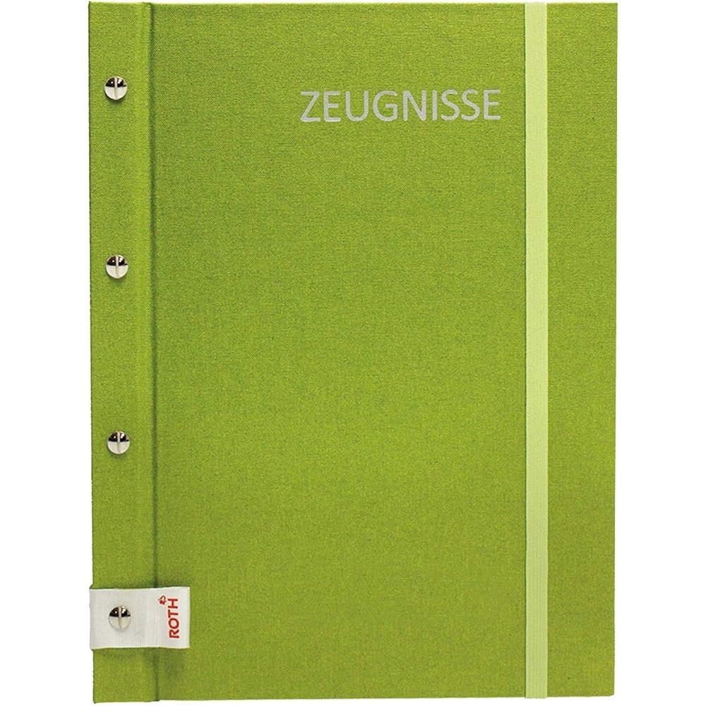 Roth Zeugnismappe Metallium Grün, mit 12 A4 Klarsichthüllen, im Buchleineinband