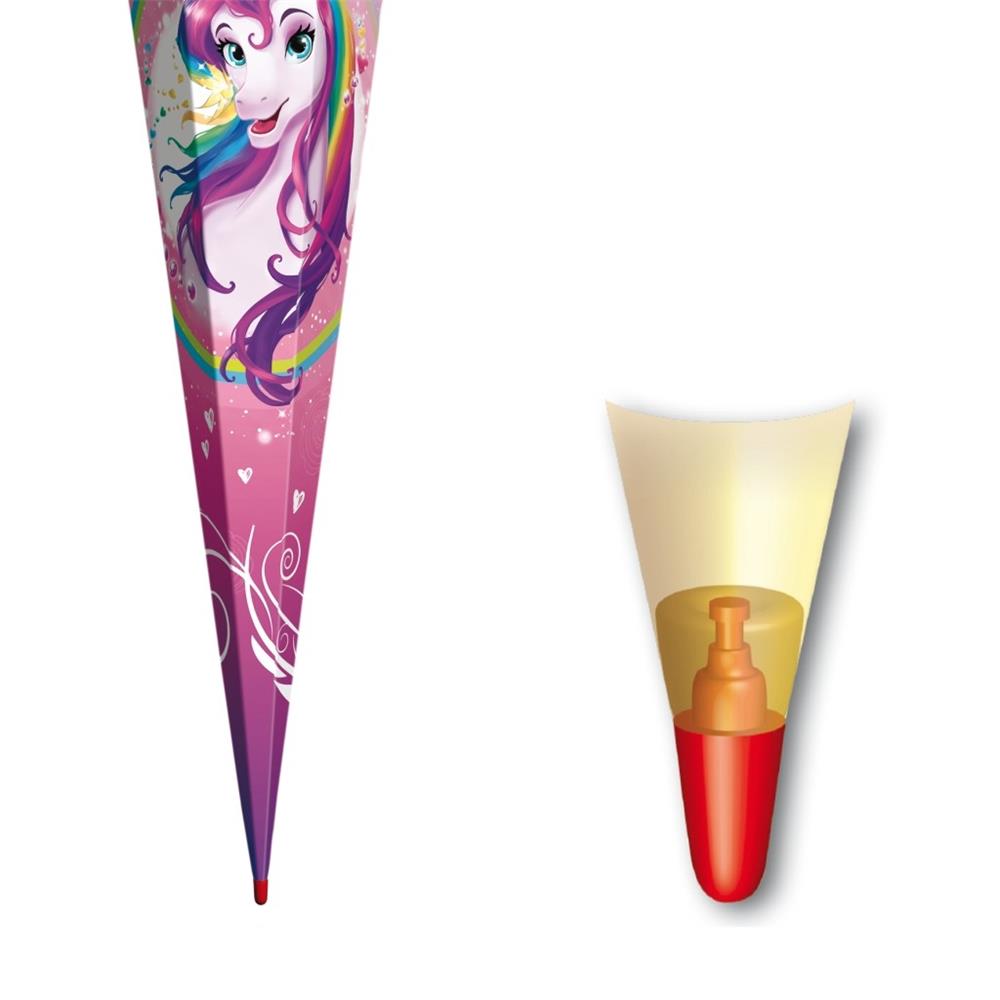 Roth Extra große XXL Schultüte Einhornportrait, 100cm, eckig, Rot(h)-Spitze, Tüllverschluss