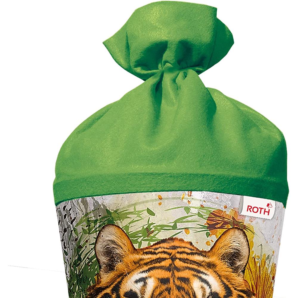 Roth Schultüte Tiger, 70cm, rund, Rot(h)-Spitze, Filzverschluss