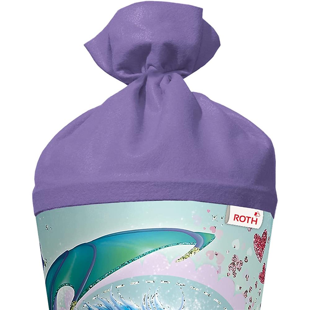 Roth Schultüte Drachenliebe, 70cm, rund, Rot(h)-Spitze, Filzverschluss, Glitter