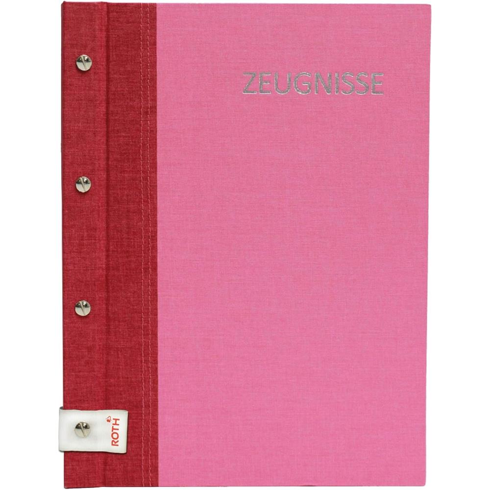 Roth Zeugnismappe Bicolor Cherry-Pink, mit 12 A4 Klarsichthüllen, im Buchleineinband