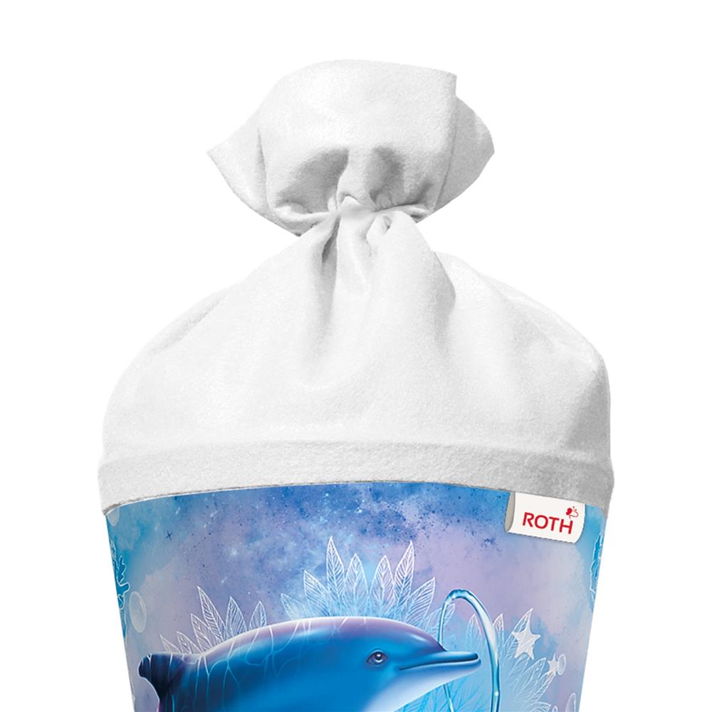 Roth Schultüte Delfine, 70cm, rund, Rot(h)-Spitze, Filzverschluss